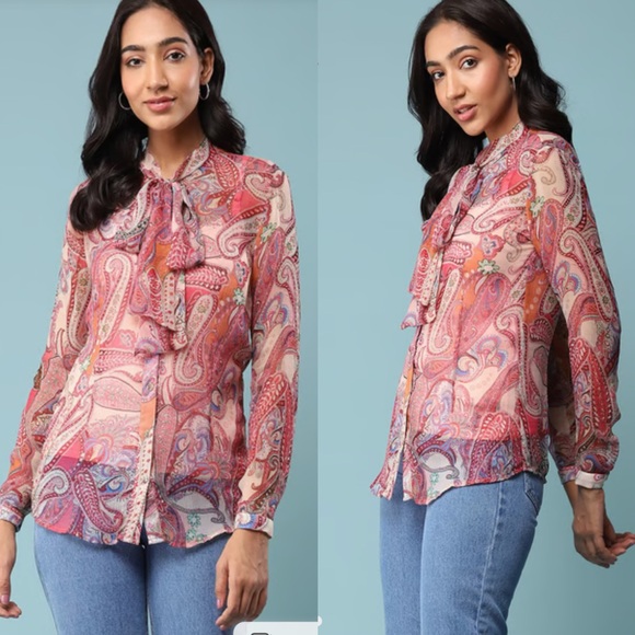 Harold's Tops - Vintage Harolds Ruffle Silk Blouse